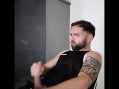 horny stud makes huge cum splatter on his tshirt