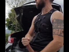 so much sperm shooting from horny dick outdoors